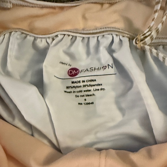 Chic White and Gold Striped Women's Two-Piece Swimsuit - Picture 5 of 6